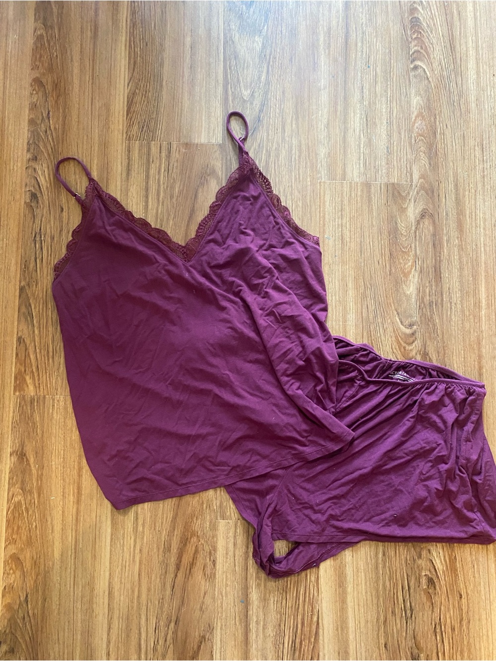 Victoria's Secret Plum Lace-Trim Cami & Shorts Set